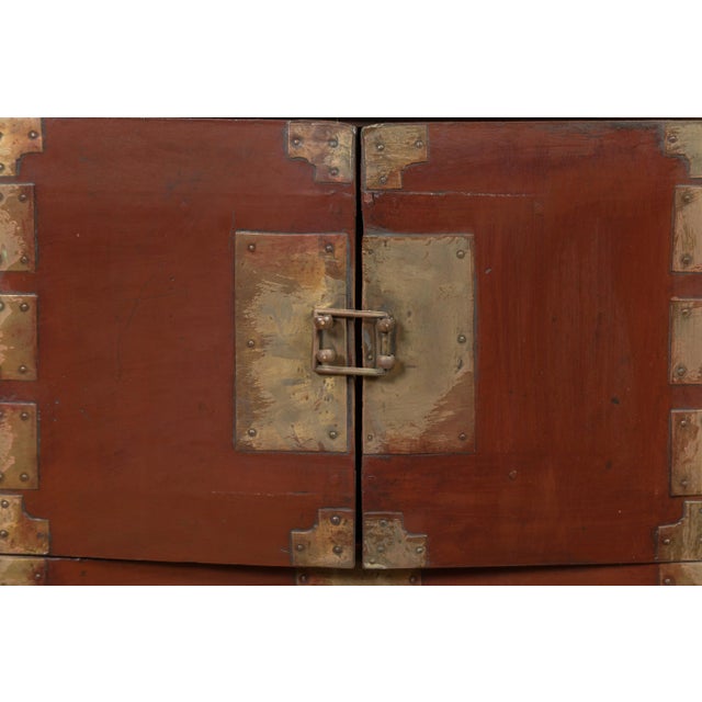 Asian Korean Early 20th Century Side Chest with Traditional Brass Hardware and Legs For Sale - Image 3 of 13
