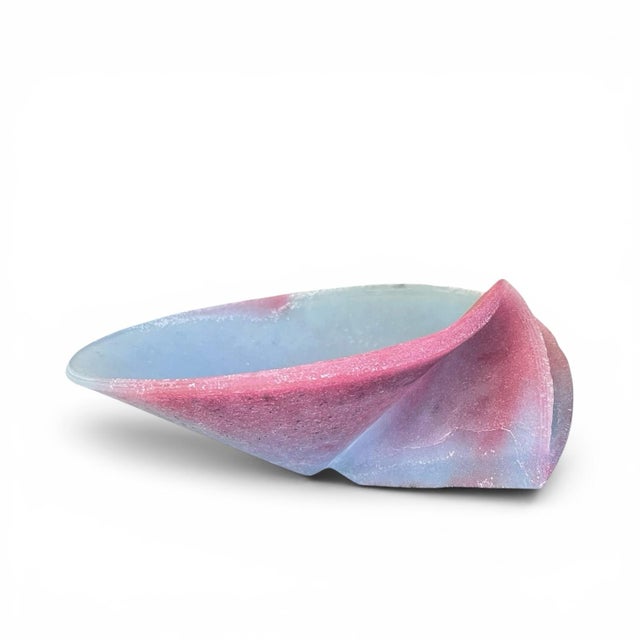 An intriguing postmodern sculptural bowl in pâte de verre glass by well-listed and noteworthy British artist Tessa Clegg...