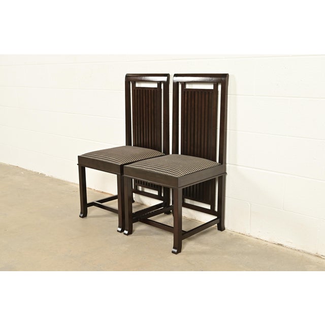 Mission Frank Lloyd Wright for Cassina Arts & Crafts Dark Cherry Wood Side Chairs or Dining Chairs, Pair For Sale - Image 3 of 13