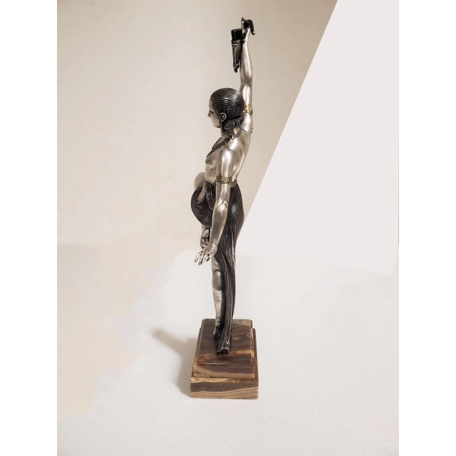 Early 20th Century Early 20th Century Original French Art Deco Dancer by Joe Descomps in Patina, Silver and Gilt Bronze For Sale - Image 5 of 13