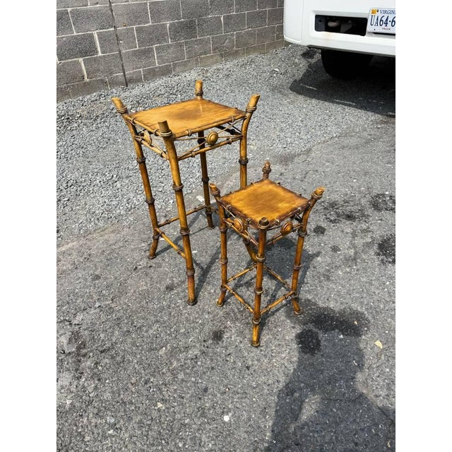 Pair of Vintage Victorian Style Faux Bamboo Metal Nesting Plan Stands For Sale In Washington DC - Image 6 of 16