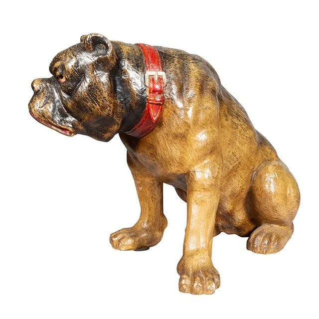 Painted and Carved Wood Bulldog For Sale - Image 4 of 11
