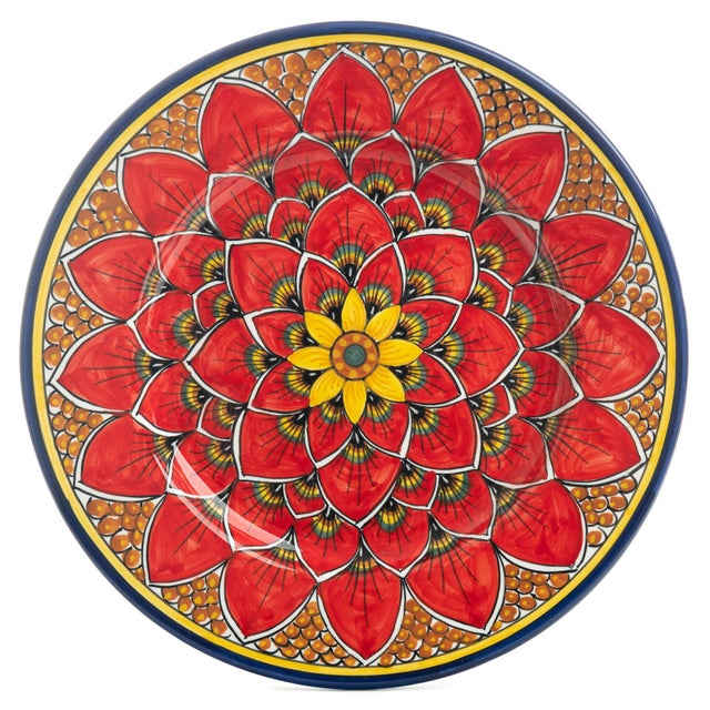 Red Dinnerware Plate Red Peacock Design, Geribi For Sale - Image 8 of 8