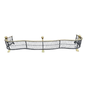 1980s Virginia Metalcrafters Polished Brass and Iron Fireplace Fender
