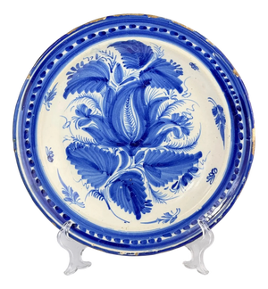 Blue and White Faience Plate, Manises, Spain, 19th Century