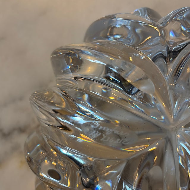 Transparent Orrefors Isabella Crystal Bowl by Lars Hellsten, 8.5” Signed Scandinavian Modern Lead Crystal Centerpiece - New Condition For Sale - Image 8 of 12