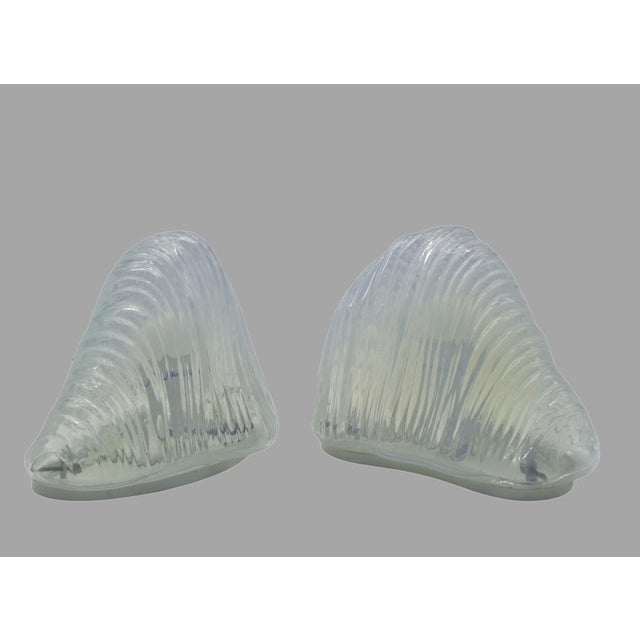 Pair of iridescent Italian Murano table lamps made from Mazzega, known as the "Iceberg" Model. The beauty of these lamps...