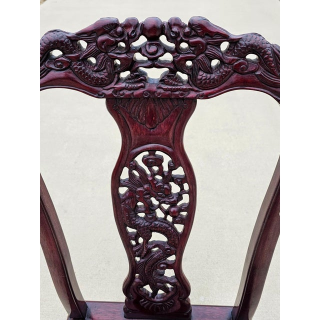 Wood Japanese Meiji Period Carved HungMa Rosewood Antique Dragon Chair For Sale - Image 7 of 12