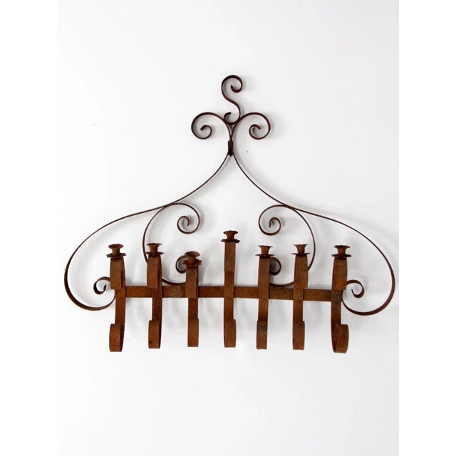 Antique Wrought Iron Wall Candle Holder For Sale - Image 4 of 10