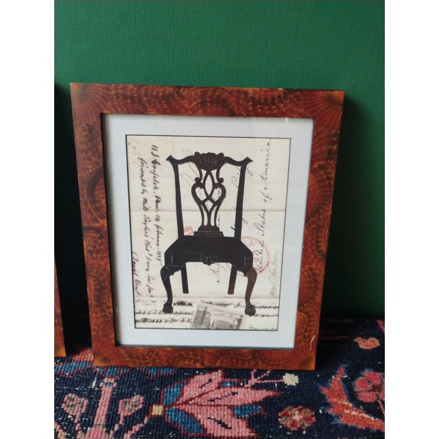 Chippendale Pair of Custom Alison Shriver Design Framed Paper Cutting Silhouette Maitland Smith Chair. For Sale - Image 3 of 10
