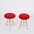 1950s Set of Mid-Century Italian Tripod Stools in Red Velvet and Brass by Gio Ponti, 1950s For Sale - Image 5 of 14