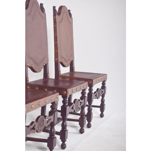 Dining Chairs with Leather Seats and Backs, Set of 5 For Sale - Image 12 of 15
