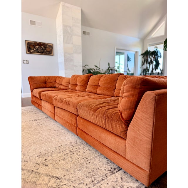 Vintage 1970s Burnt Orange Modular Sectional Sofa in the Style of Milo Baughman For Sale - Image 14 of 15