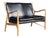 Wood Scandinavian Modern Walnut & Black Leather Loveseat – Sculptural Frame For Sale - Image 7 of 11