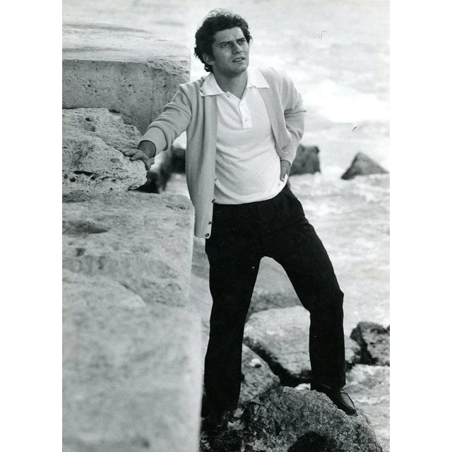 Portrait of Italian Singer Luigi Tenco by Pietro Pascuttini - B/w Photo - 1960s 1960s For Sale