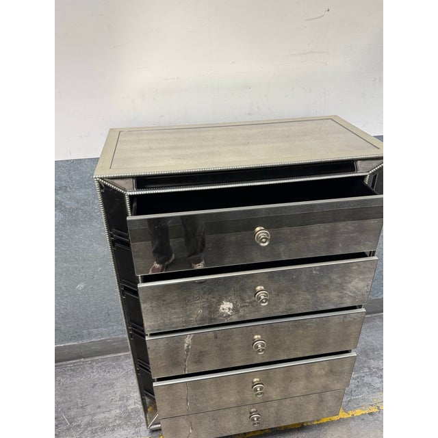 Z Gallerie Omni Mirrored Five Drawer Chest For Sale - Image 4 of 12