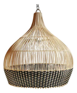 Modern Wicker Tux Gourd Pendant Light Medium