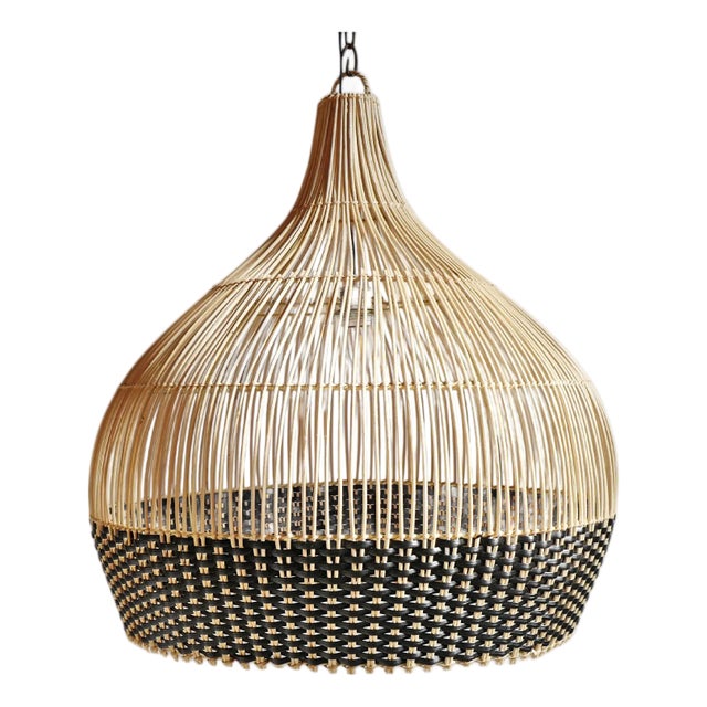 Wicker Tux Gourd Pendant Light Medium For Sale