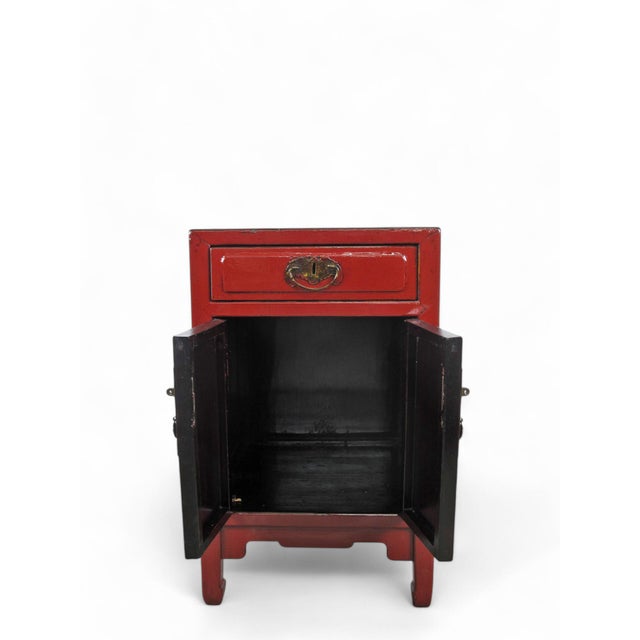 Red Nightstand or Accent Table With 1 Drawer and Cabinet For Sale In Greensboro - Image 6 of 9