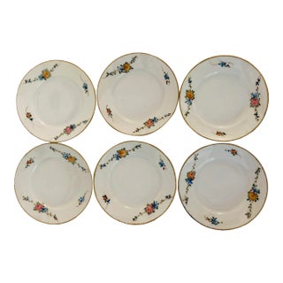 Vintage Nippon Hand Painted Floral Bread Plates S/6 For Sale