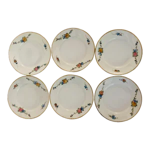 Vintage Nippon Hand Painted Floral Bread Plates S/6