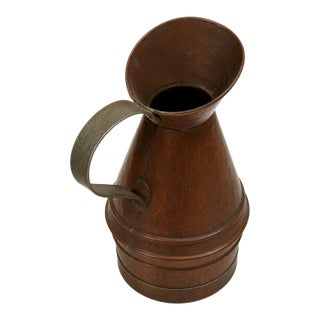 Antique French Copper Vessel With Brass Handle For Sale