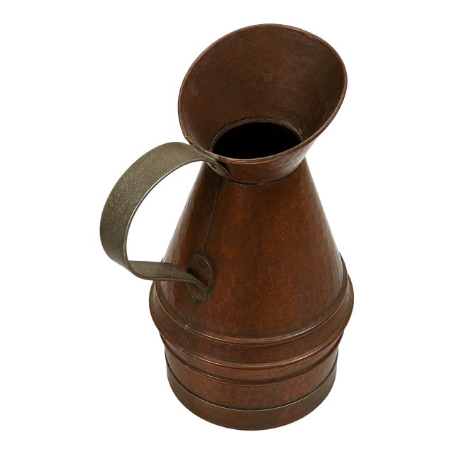 Antique French Copper Vessel With Brass Handle For Sale