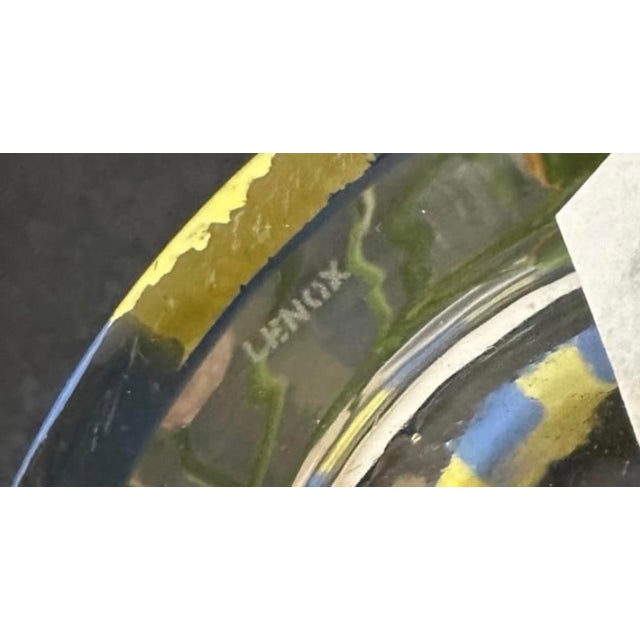 1970s 1970s Lenox Hand Painted Art Glass Butterfly Meadow Floral Bowl 5.5”t 7.5”w For Sale - Image 5 of 7