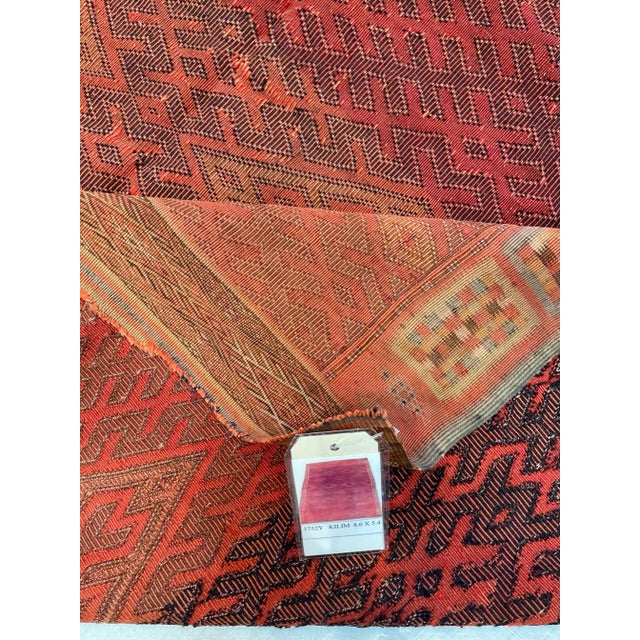 Red Vintage Flatweave Kilim Geometric Design For Sale - Image 8 of 9