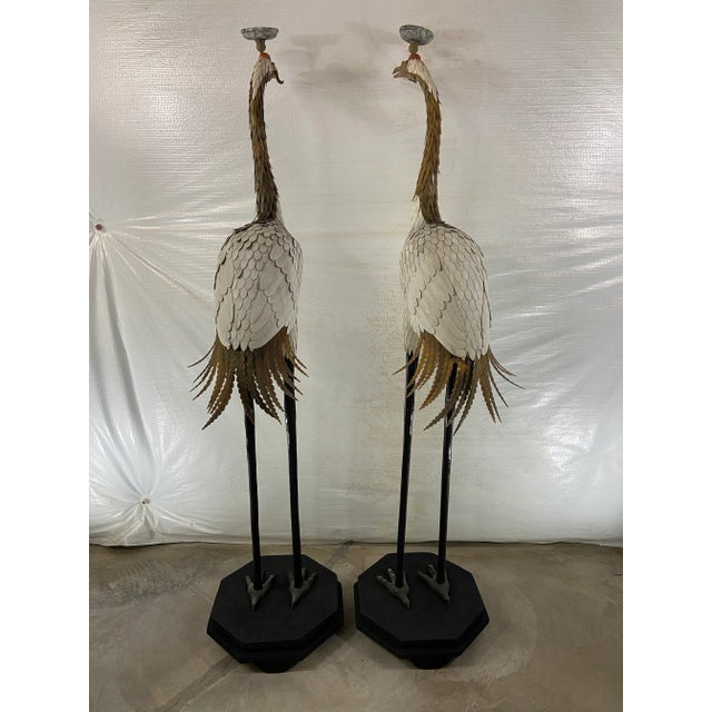 Life Size Carved Cranes a Pair For Sale - Image 4 of 12