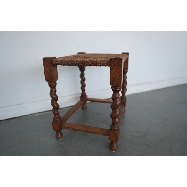 Antique Barley Twist Rush Seat Stool For Sale - Image 10 of 11