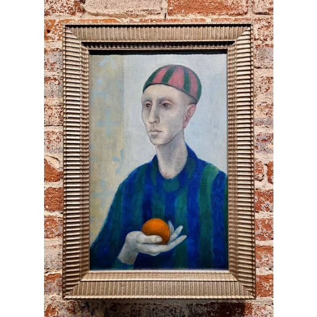 Arthur Okamura -Modernist Portrait Man holding a Ball- 1954 Oil Painting Oil painting on canvas - signed and dated 1954...