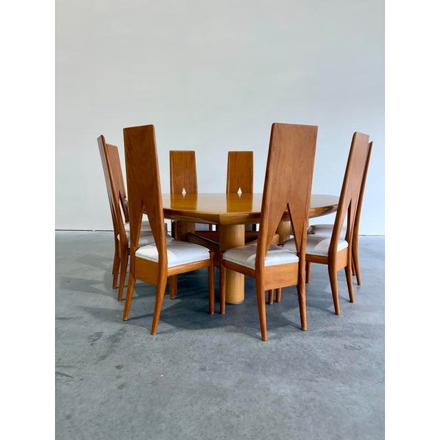 Wood Unique Postmodern Sculptural Dining Chairs, Set of 9 For Sale - Image 7 of 12