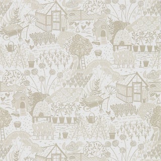 Sanderson The Allotment Wallpaper in Linen For Sale