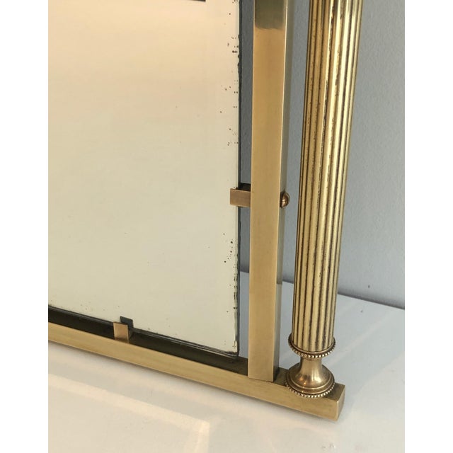 1940s Neoclassical Style Brass and Lacquered Metal Mirror with Cup and Swan Necks. For Sale - Image 10 of 12