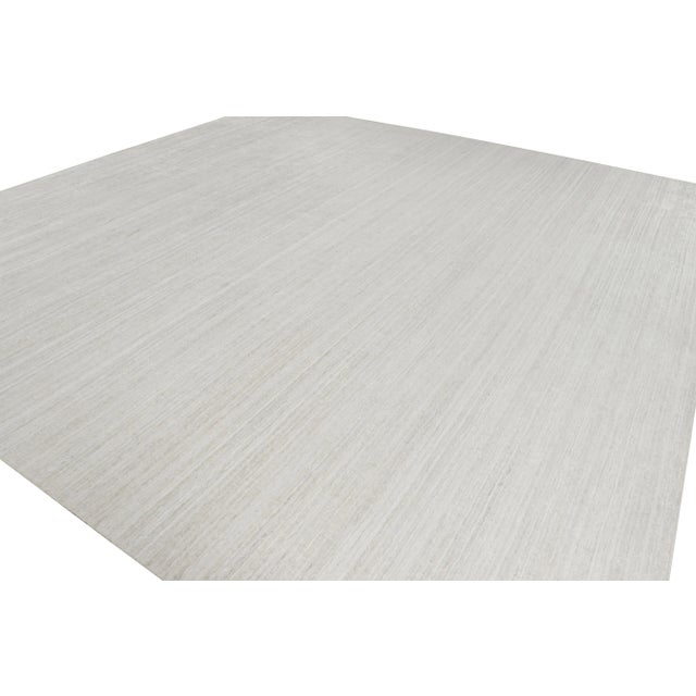 Not Yet Made - Made To Order Rug & Kilim’s Oversized Textural Square Rug In Solid White and Gray Striae - 9x12 For Sale - Image 5 of 8