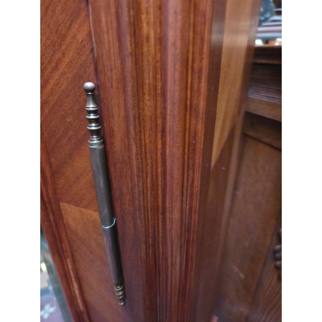 Antique French Louis XV Walnut Armoire Dual Beveled Mirrored Doors For Sale - Image 9 of 12
