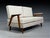 Mid-Century Modern Peter Hvidt & Orla Mølgaard-Nielsen Style, Settee, Cream Boucle, Denmark, 1960s For Sale - Image 3 of 10