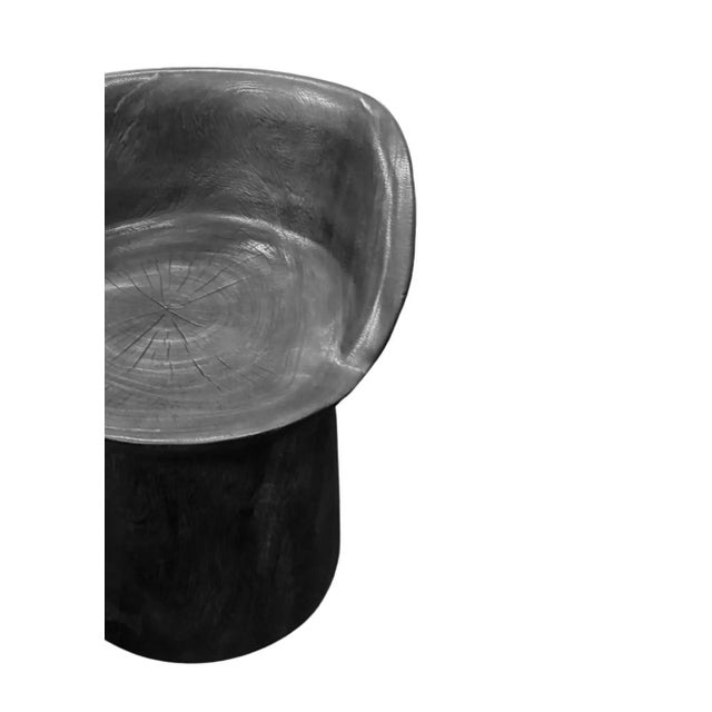 Black Sculptural Suar Wood Chair Burnt Finish, Modern Organic For Sale - Image 8 of 8