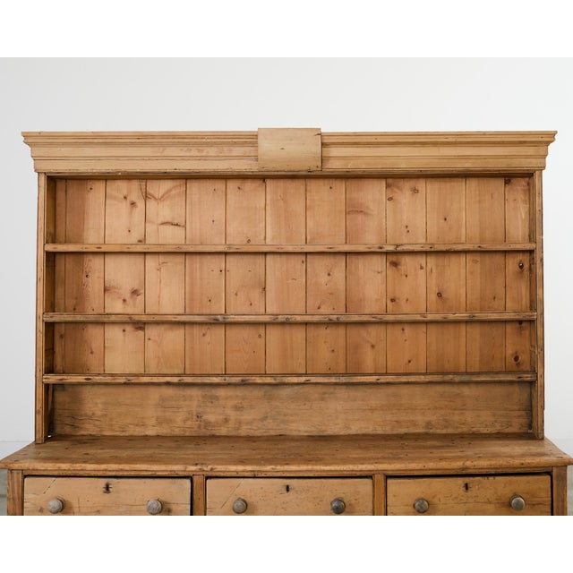 19th Century Country English Farmhouse Pine Kitchen Dresser For Sale In Sacramento - Image 6 of 18
