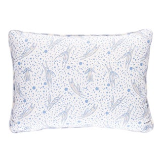 Schumacher x Marie-Chantal Rabbit Print 16" Lumbar Pillow in Blue For Sale