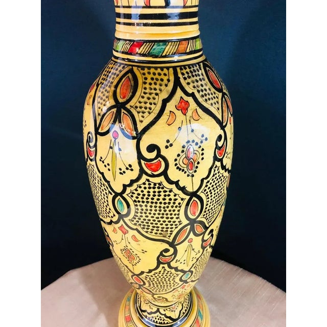 1990s Vintage Moroccan Pottery Yellow Vase For Sale - Image 5 of 12