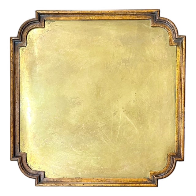 Large Size Vintage Brass and Wood Spanish Tray For Sale