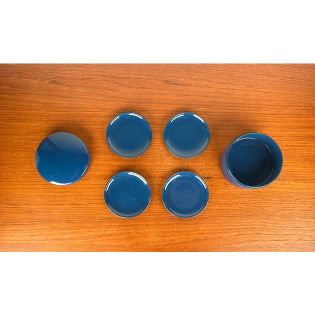 Mid-Century Modern German Blue Space Age Coasters with Box, 1960s, Set of 5 For Sale - Image 10 of 13