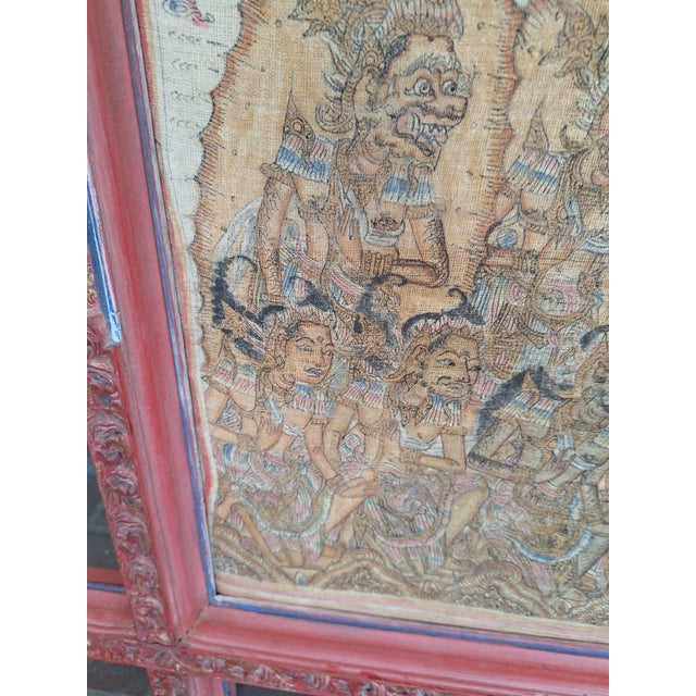 Antique Balinese Kamasan Hand Painted and Woven Tapestry For Sale - Image 14 of 18