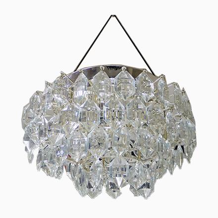 Austrian Crystal and Silver Plated Nickel Ceiling Lamp from Bakalowits & Söhne, 1950s For Sale - Image 10 of 10