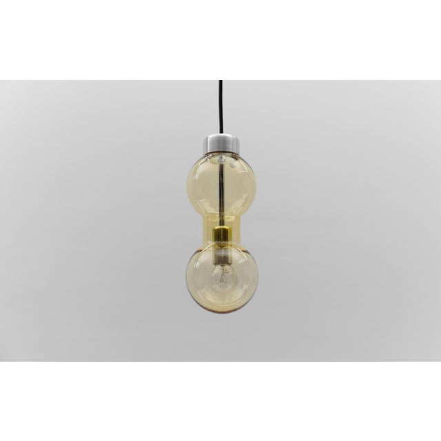 Amber Bubble Glass Pendant Lamp, Germany 1960s For Sale - Image 4 of 8
