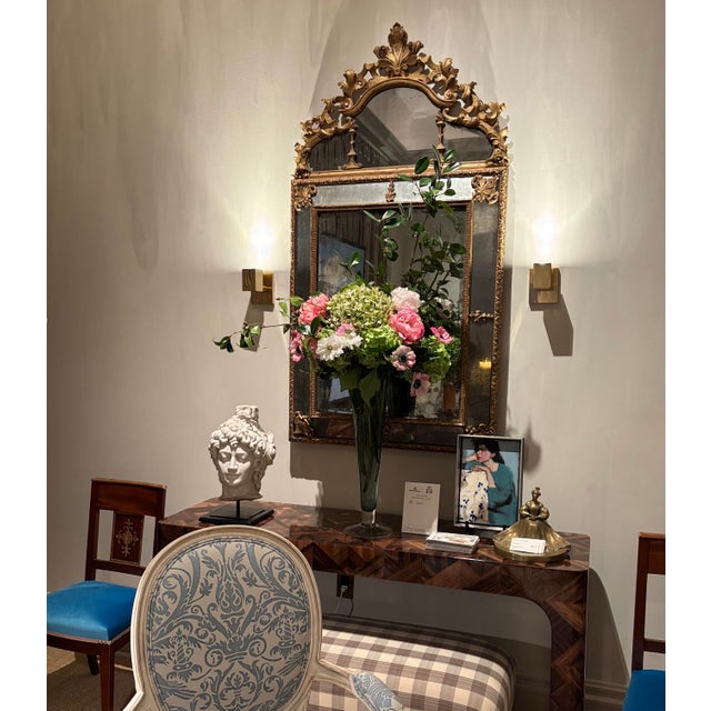 18th C. French Marginal Glass Louis XIV Gold Leaf Mirror From Private Collection For Sale - Image 12 of 13