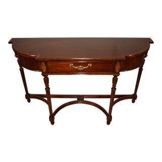 1970s Vintage Hickory Hf Regency Style Mahogany Banded Satinwood Console Table For Sale