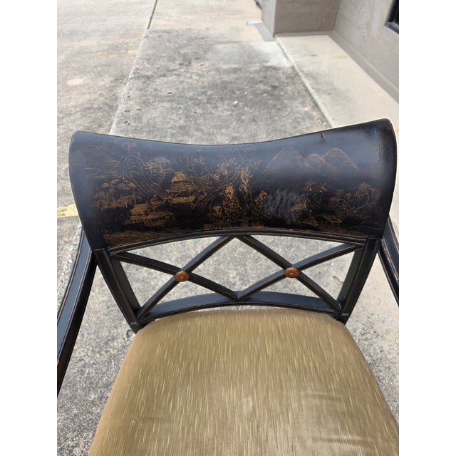 Very unusual vintage English Regency Style armchair with painted finish.